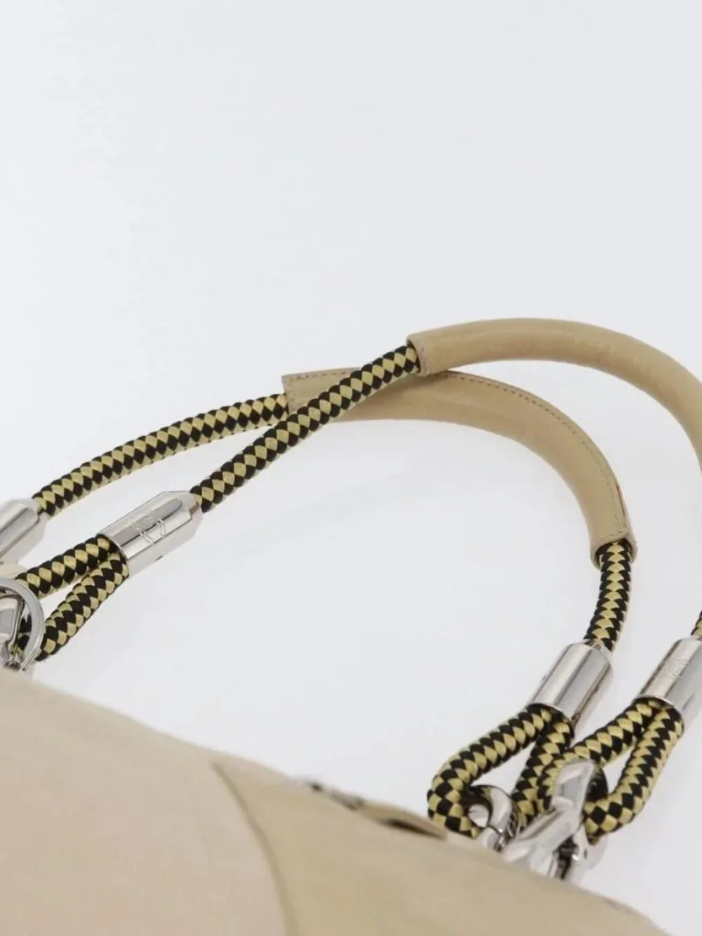 CHANEL Tote Bag No5 Canvas Beige Silver CC Auth 169753
